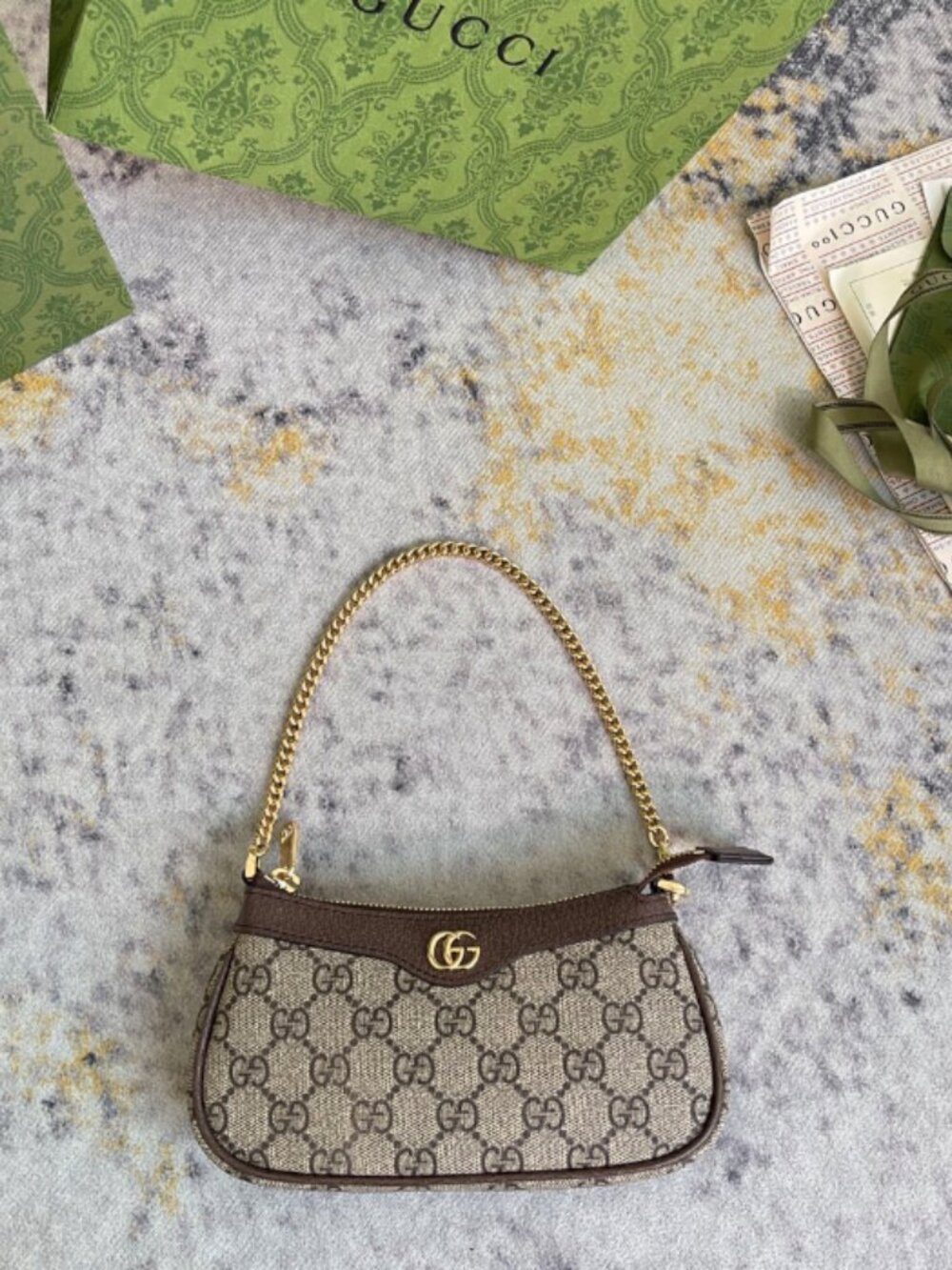 Gucci Beige Brown Coated Canvas Ophidia Mini Bag